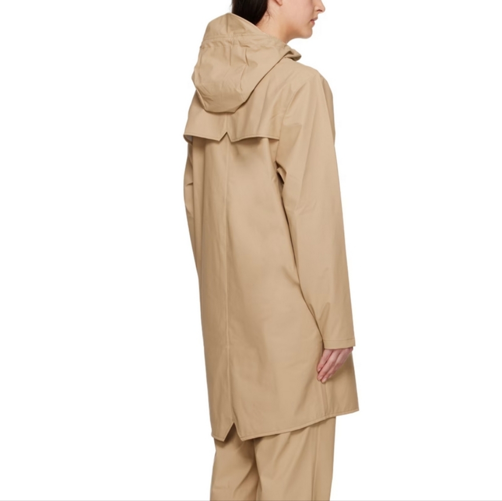 BNWT RAINS Unisex Rainjacket Long, Med, Taupe - Picture 4 of 4